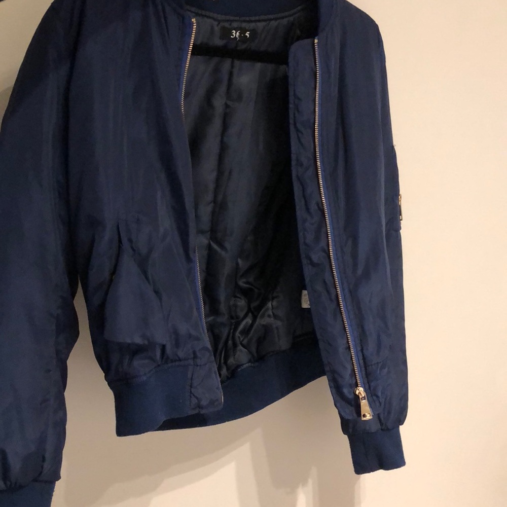 Navy blue bomber jacket